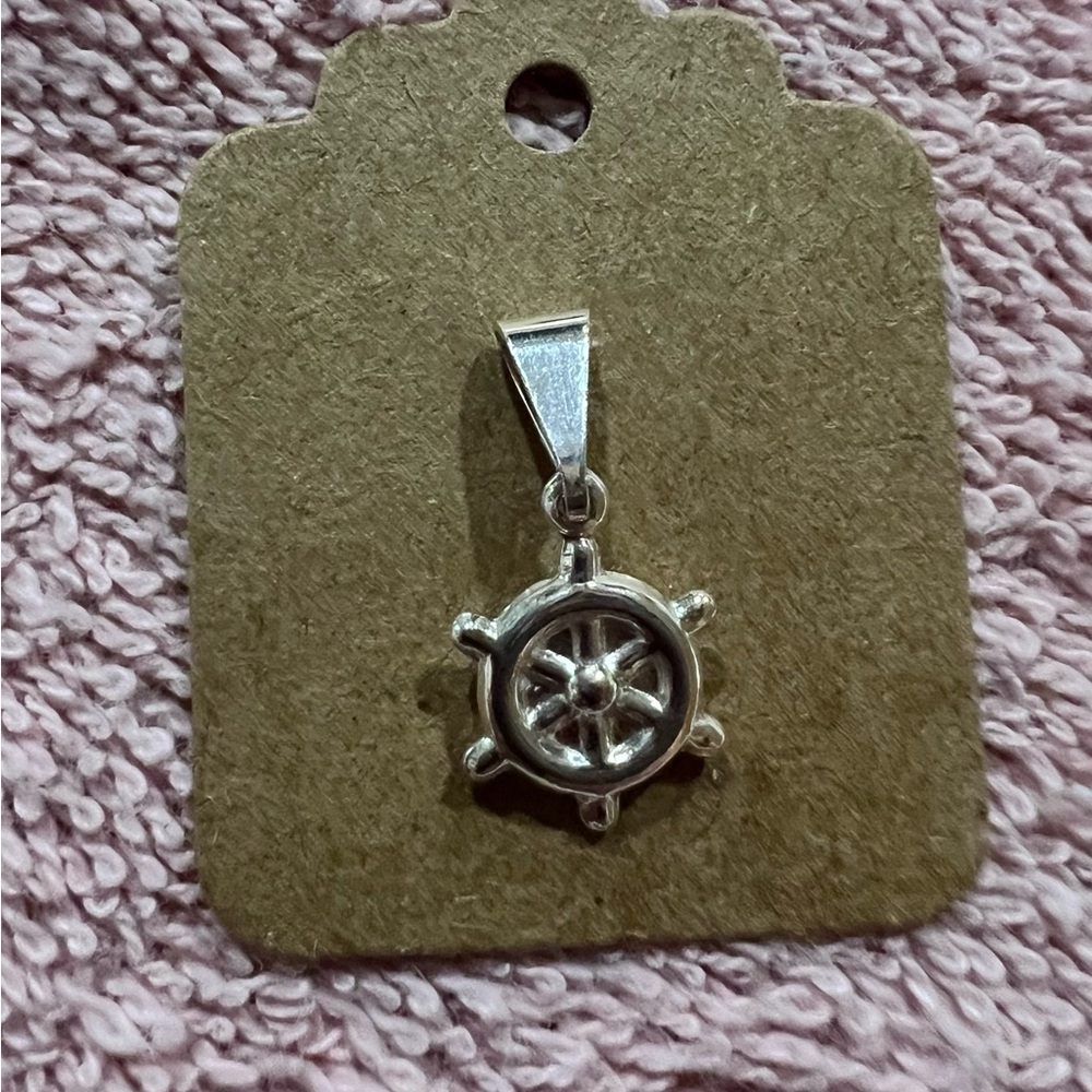 New Sterling Silver Ship Wheel Charm